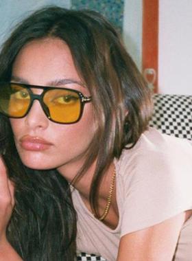 Vintage Yellow Lens Square Sunglasses Women Luxury T Brand O