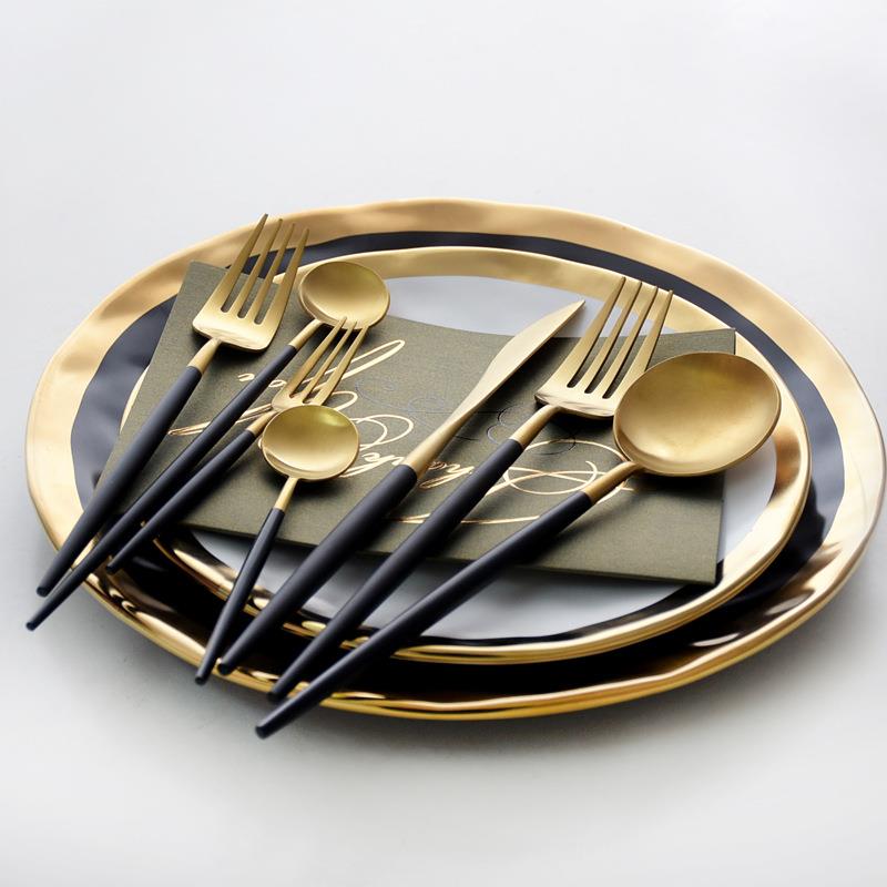 black gold steak knife fork spoon chopsticks set dinnerware