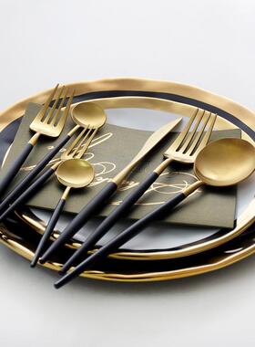 black gold steak knife fork spoon chopsticks set dinnerware