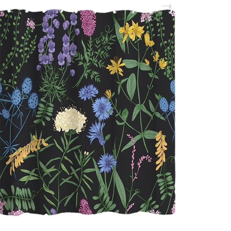 Green Tropical Plants Shower Curtain Bathroom Waterproof浴帘