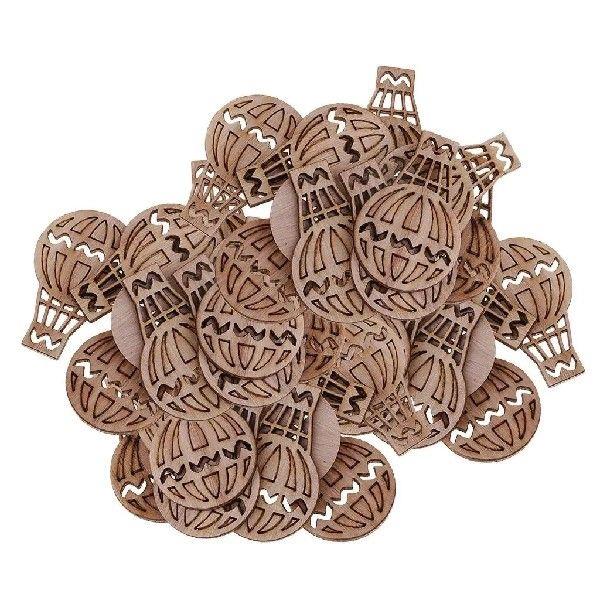 100 Pieces Wood Cutouts Hot Air Balloon Shapes Wooden
