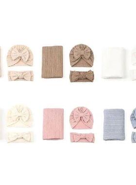 K1MA 3pcs Baby Swaddle Headband and Hat Set Newborn