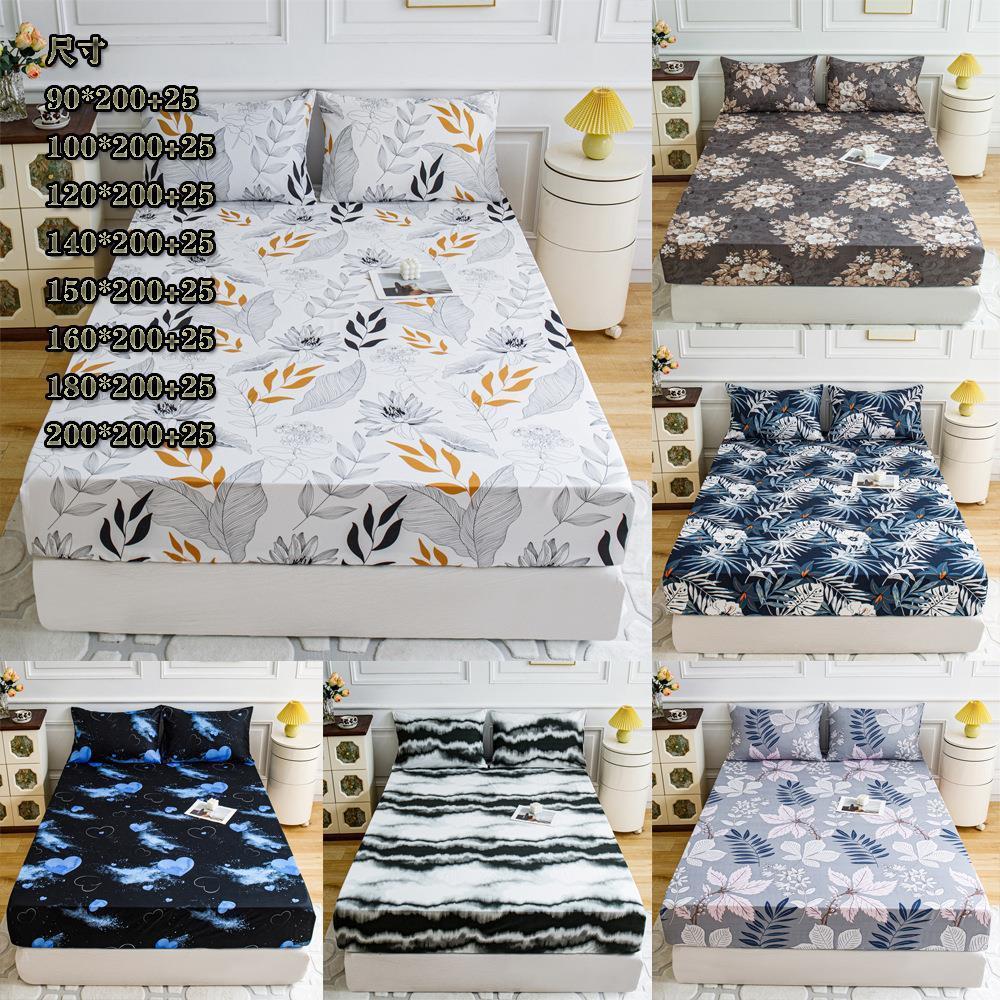 Bed sheet pillowcase bedding 花卉床笠枕套床上用品罩床保护套