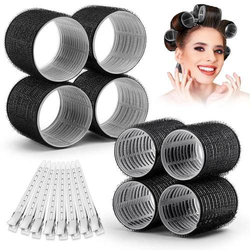 13pcs Black Self Grip Hair Rollers No Heat Hair Curlers Heat