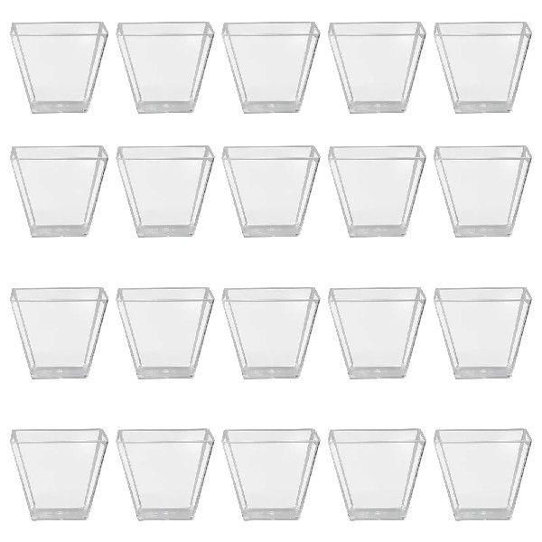 100PCS 60ML Transparent Dessert Cups Hard Plastic Trapezoid