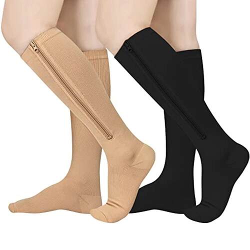 Brothock Medical Zipper Compression Socks Women Men High Ela
