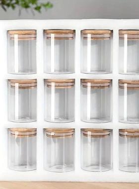 12 pieces/set glass storage jars portable transparent food j