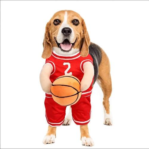 跨境亚马逊新Dog Basketball Costume with Ball带球的狗篮球服