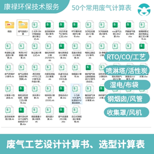 废气处理设计计算表格RTO热平衡工艺计算书洗涤塔除尘静电收集风C