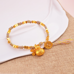 福袋手链女新款沙金碎金子盘缠小胖福转运珠编织红绳送女友礼物