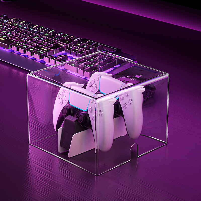 PS5游戏手柄座充防尘罩透明亚克力保护套收纳周边配件适用索尼手柄防水一体免安装罩子游戏手柄外壳展示盖子