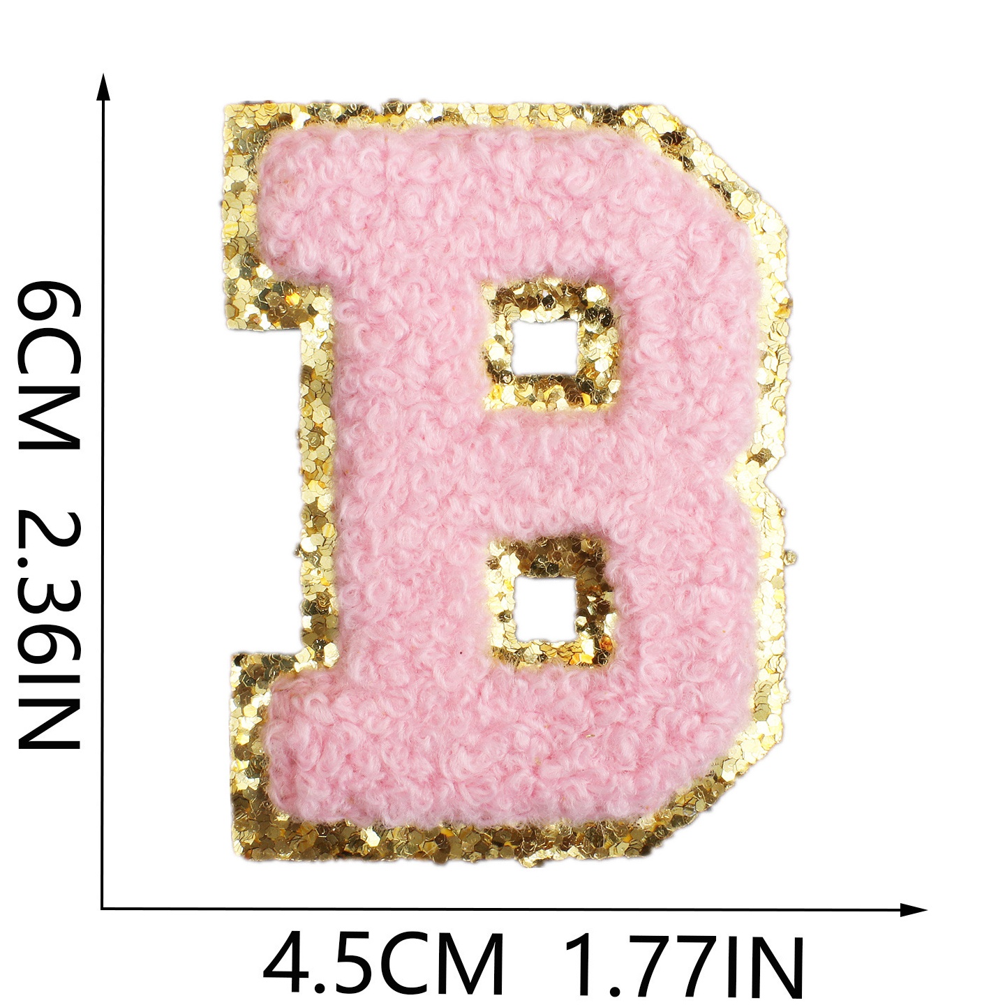 啸天6cm粉色毛巾绣英文字母刺绣布贴熨烫电脑绣花章仔字母补丁