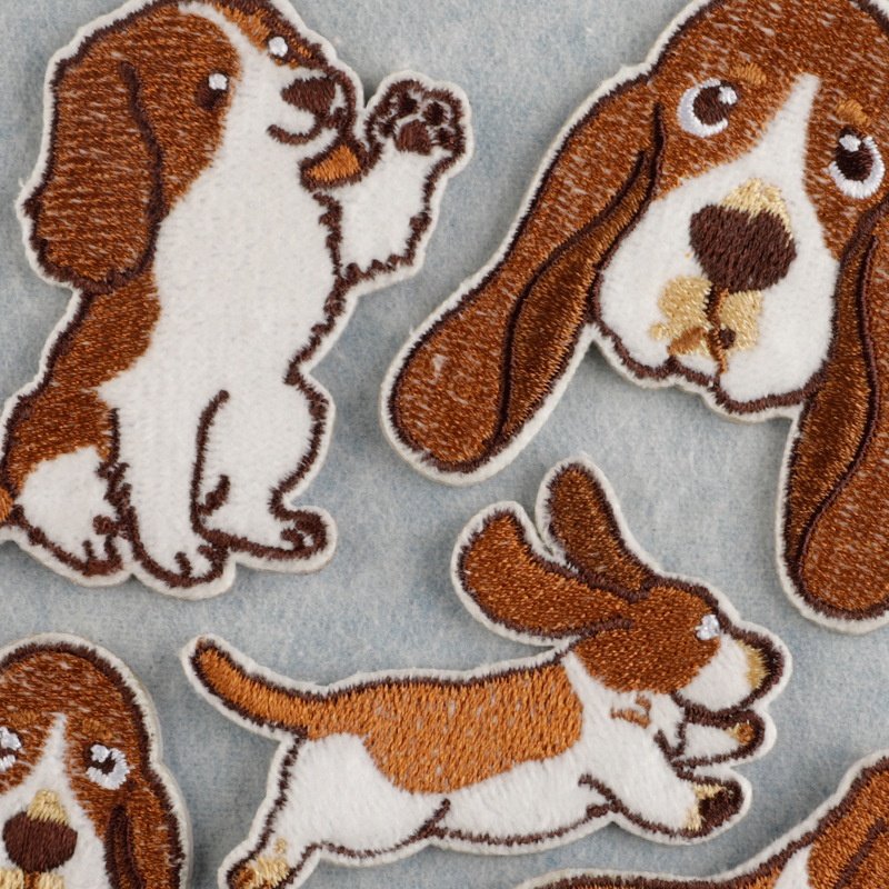 电脑绣花标背标自粘补丁贴原创动物狗刺绣patch服装辅料配饰布贴