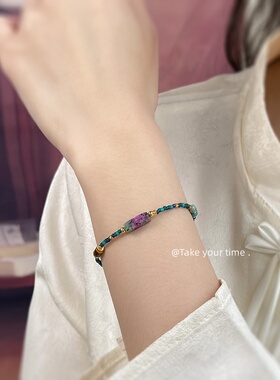 个性风潮新中式小众设计师复古宫廷手工手链保色米珠天然石手饰女