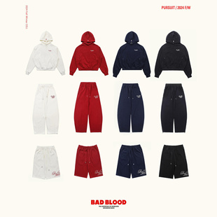 BADBLOOD情侣美式复古街头字母连帽套头卫衣慵懒风宽松oversoze