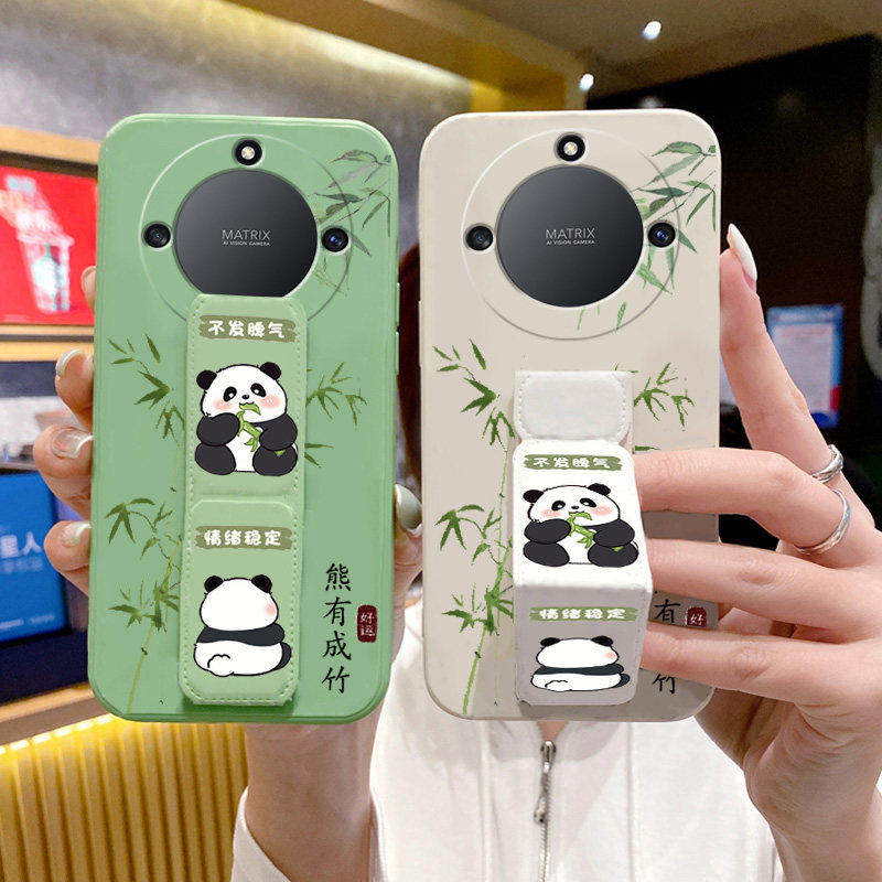 适用于荣耀X70手机壳X60GT新款X50折叠腕带荣耀Power荣耀x40全包30/x20磁吸背贴支架V40/30Pro/2小熊猫保护套