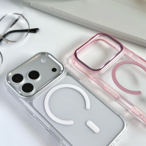 简约高级感适用苹果17promax透明手机壳磁吸iPhone16大孔15防摔14