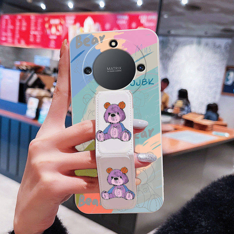 荣耀X60手机壳全包X50i防摔X40背贴带支架X40GT荣耀x30/x20/x20/x10/9x磁吸折叠腕带套V40//V30Pro/V20脏脏熊