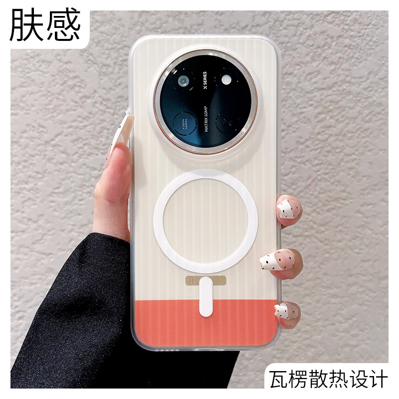 冰雾磨砂磁吸瓦楞条纹适用荣耀x80promax手机壳超薄透明防摔硬壳