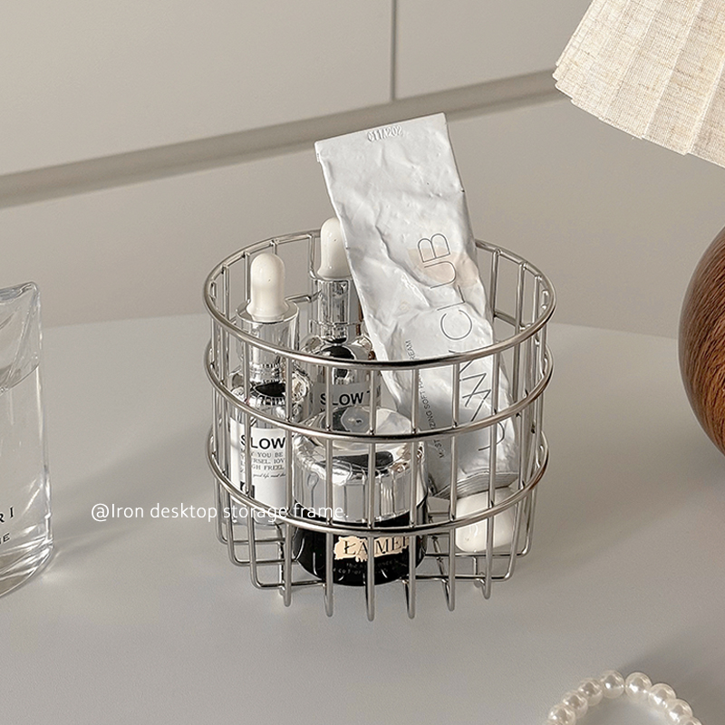 ins不锈钢收纳筐家用桌面杂物