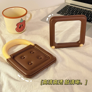 镜子化妆镜桌面可立创意巧克力饼干折叠便携手持学生宿舍梳妆镜小