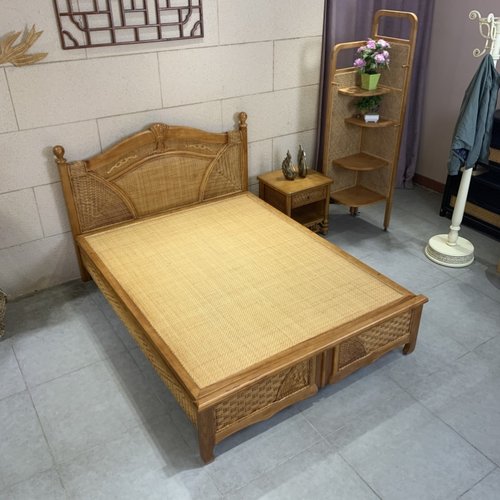 民宿酒店天然真藤床东南亚藤家具