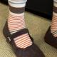 春秋款 秋冬季 长筒堆堆袜条纹袜子女配勃肯鞋 中筒袜纯棉无骨月子袜