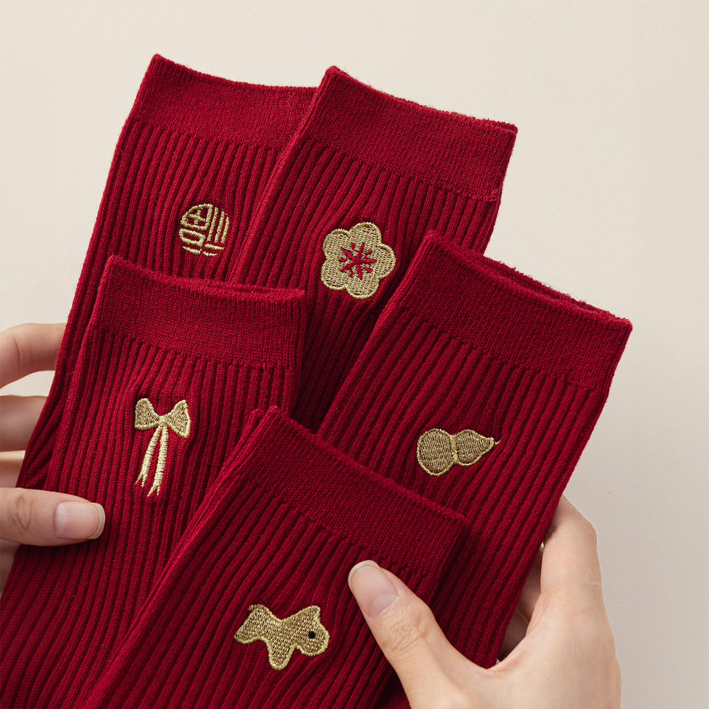 本命年红色袜子女中筒袜