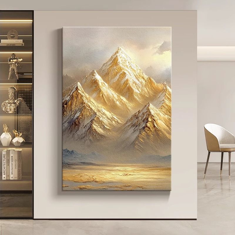 日照金山入户玄关装饰画轻奢高档客厅沙发背景墙挂画大气山水壁画