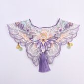 紫色蝴蝶宠物云肩围巾猫咪古风刺绣披肩流苏狗狗围兜围脖汉服配饰