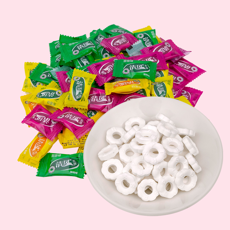 清风无糖薄荷圈圈糖果 银行酒店餐厅招待糖果 休闲零食薄荷糖果
