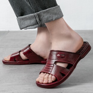 2025夏季新款中老年爸爸鞋软底外穿工作防滑老人鞋平底休闲凉鞋男