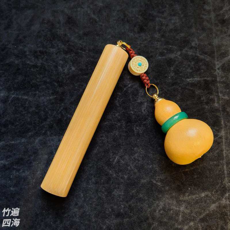 文玩实心竹葫芦天然老料红皮实心玉竹手把件盘玩玉化竹把玩件雕刻