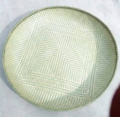 竹编簸箕家用竹制品圆形竹扁纯手工农用底部加固加深晾晒装饰簸箕