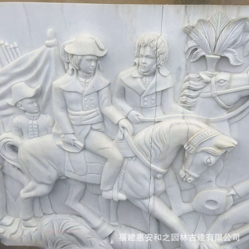 汉白玉浮雕人物雕像石材浮雕壁画传统中式精美石雕影壁墙雕刻