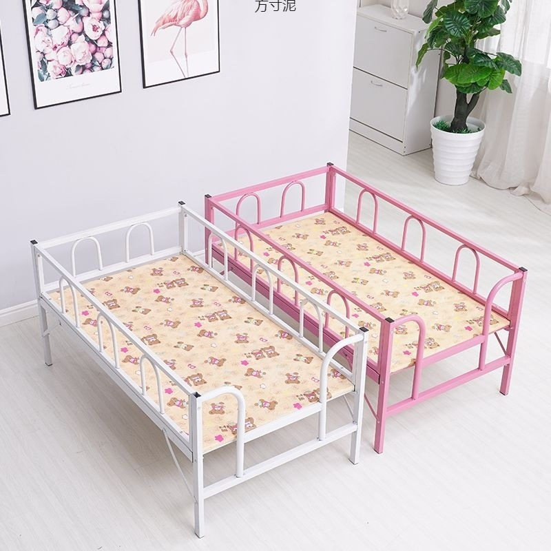 儿童折叠床带护栏男孩女孩公主床婴儿加宽单人拼接铁床简易床边床