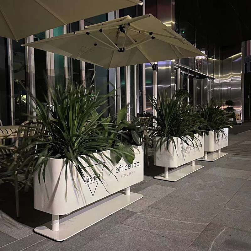 户外不锈钢花箱铁艺隔断栅栏简约花架室外花槽庭院种植箱广场花坛