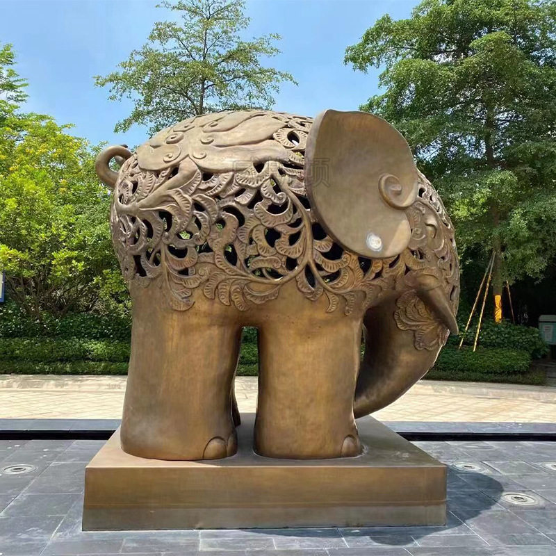 玻璃钢镂空大象景观雕塑户外公园园林广场旅游景点落地景观雕塑