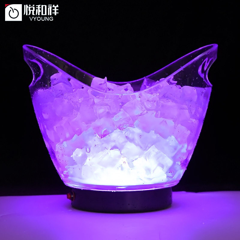 厂家自销酒具用品酒吧KTV发光冰桶8L红酒冰镇桶led塑料元宝冰桶