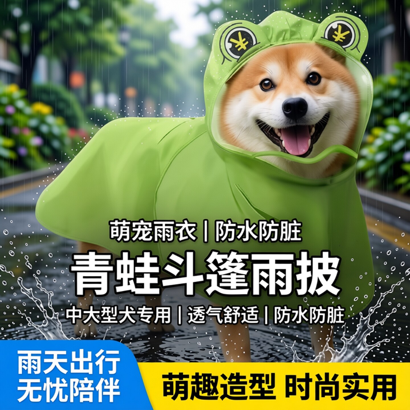宠物狗狗雨衣柯基斗篷小狗中大型犬防水防脏外出宠物雨具狗狗雨披