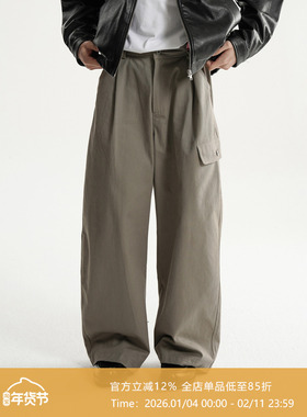 AWT25AW 「纯棉碳素磨毛」简约宽松伐木工装直筒休闲长裤男女