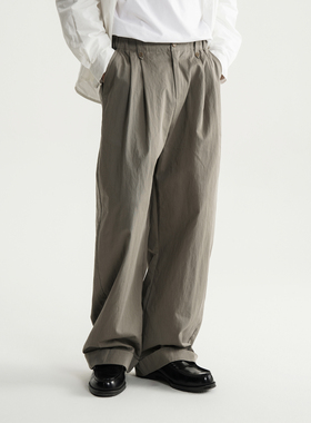 AWT25AW 「棉锦混纺」复古廓形感连腰直筒休闲卷边长裤