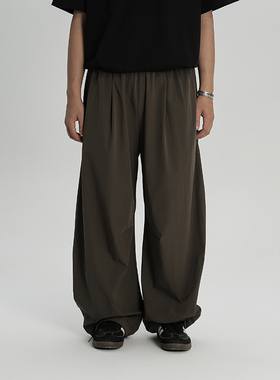 AWT24SS 吸湿排汗速干材质 简约休闲立体剪裁弯刀纯色长裤男女