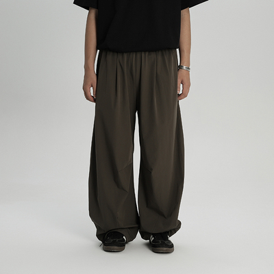 AWT24SS 吸湿排汗速干材质 简约休闲立体剪裁弯刀纯色长裤男女