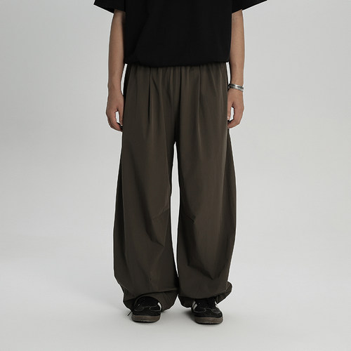 AWT24SS 吸湿排汗速干材质 简约休闲立体剪裁弯刀纯色长裤男女