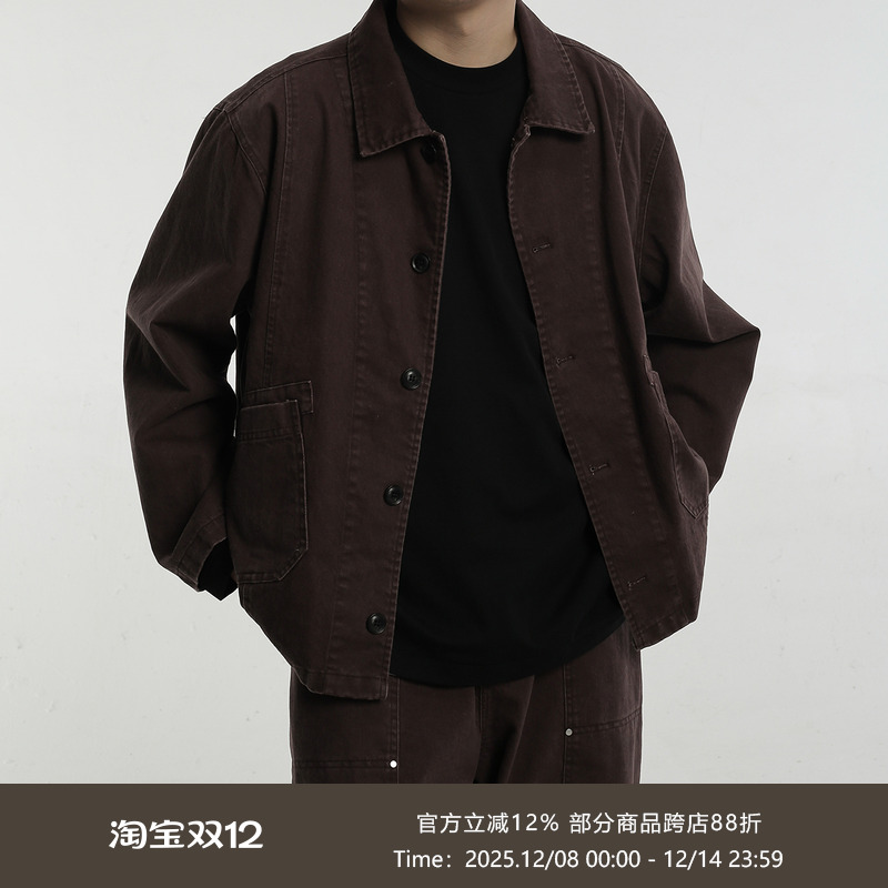 AWT24AW 基础二袋水洗夹克 简约复古易搭配分割设计翻领外套男女