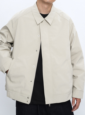 AWT春秋简约通勤双拉链 抗皱挺括短款宽松翻领夹克男女cleanfit