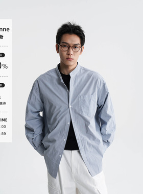 AWT 26SS 〔紧密细条纹〕简约休闲条纹立领长袖衬衫