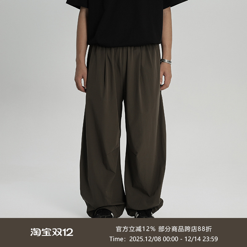 AWT24SS 吸湿排汗速干材质 简约休闲立体剪裁弯刀纯色长裤男女