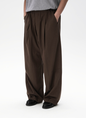 AWT25SS 叠褶设计宽松阔腿裤 简约百搭素色天丝棉长裤